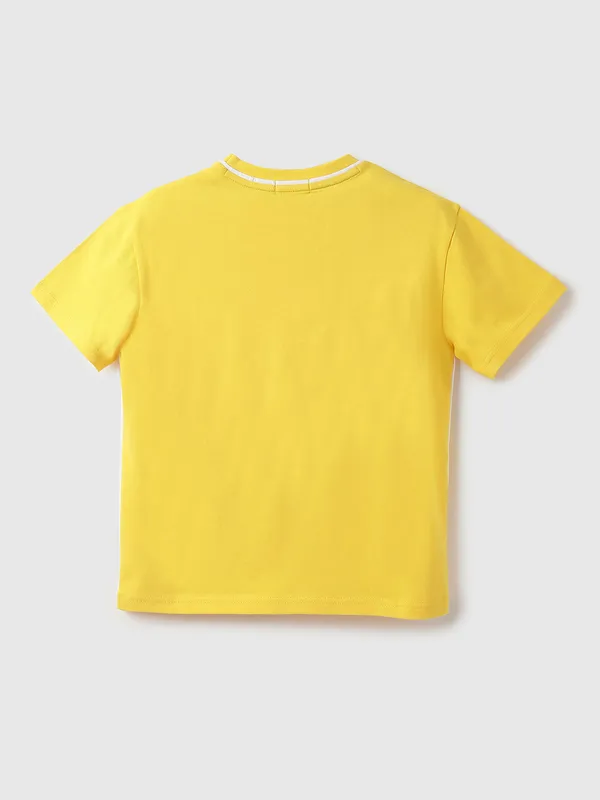 UCB cotton printed yellow t shirt
