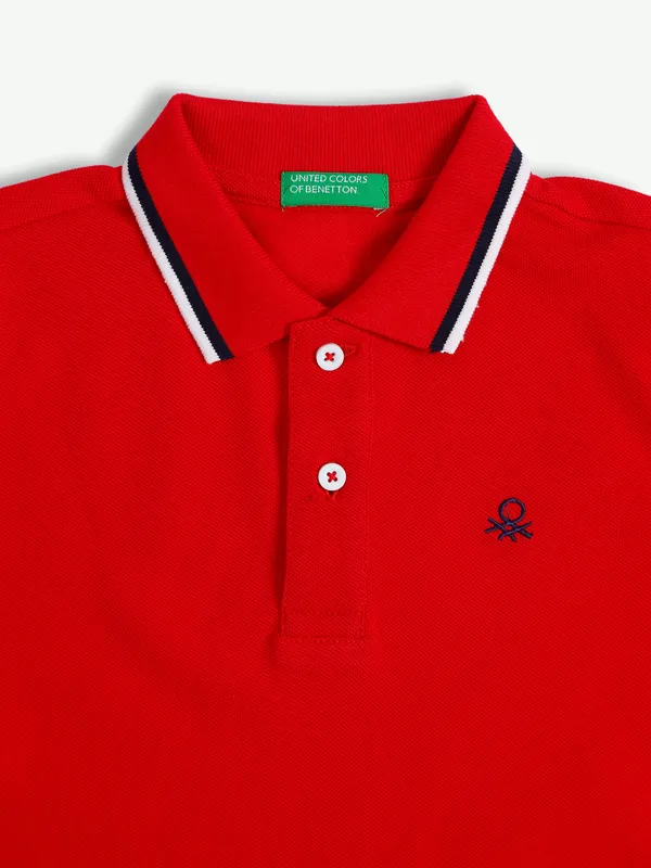 UCB cotton red plain t shirt
