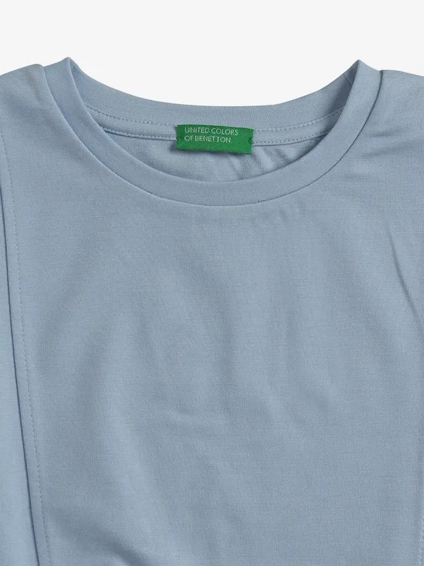 UCB cotton sky blue plain crop top