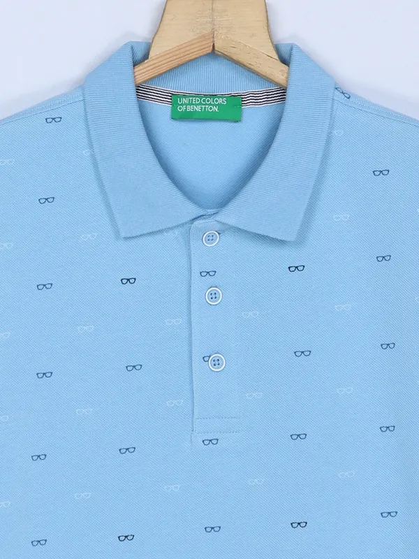 UCB cotton sky blue printed t shirt