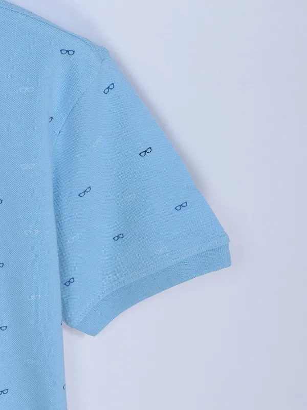 UCB cotton sky blue printed t shirt