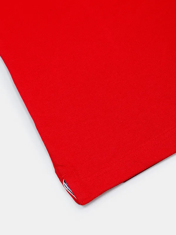 UCB cotton slim fit red plain t shirt