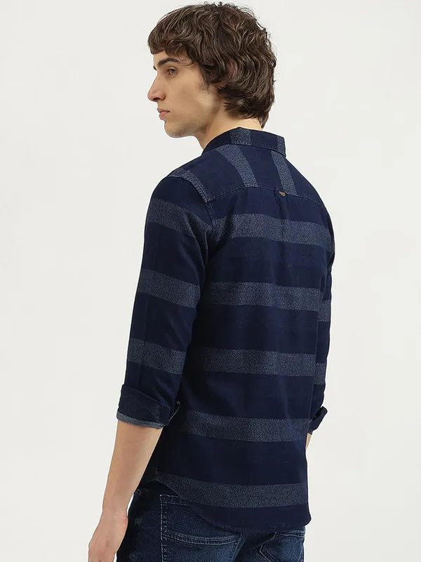 UCB cotton slim fit striped shirt for men