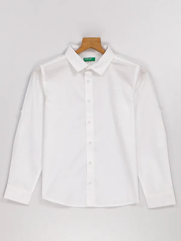 UCB cotton white plain casual shirt