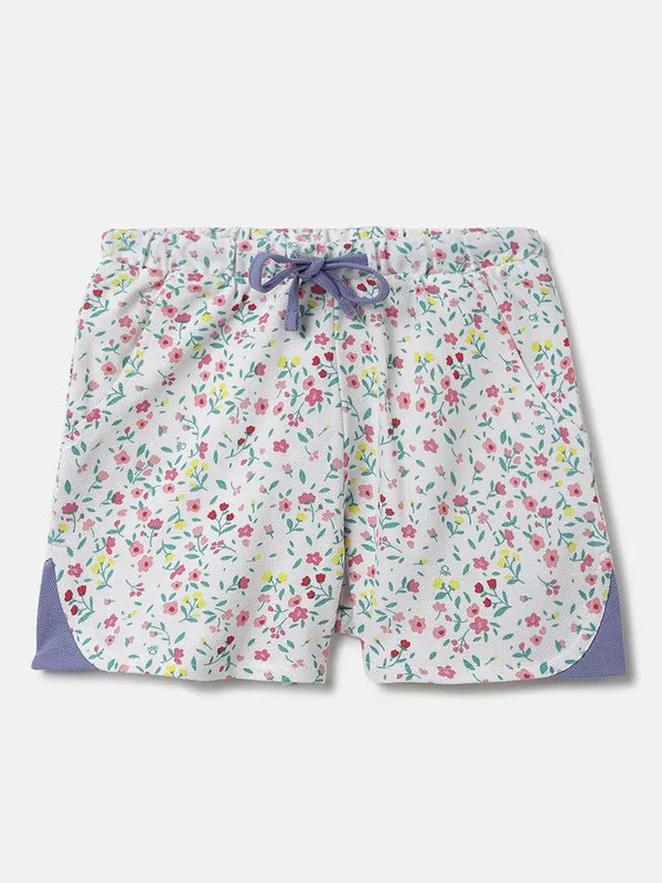 UCB cotton white printed shorts