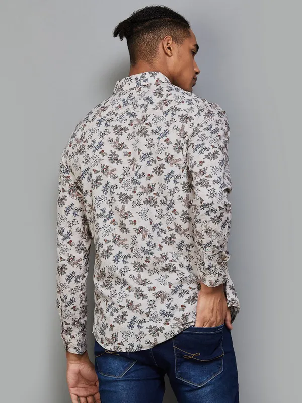 UCB cream floral printed cotton shirt