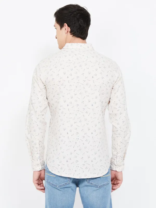 UCB cream printed casual wear shirt