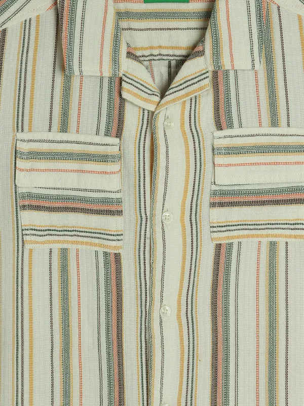 UCB cream stripe cotton shirt