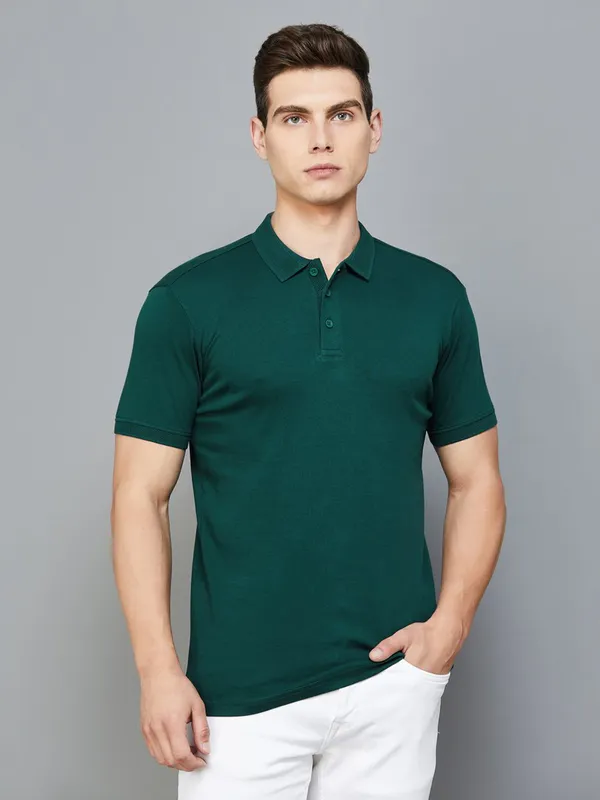 UCB dark green plain casual t-shirt