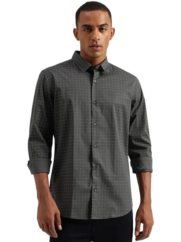UCB dark grey cotton printed shirt