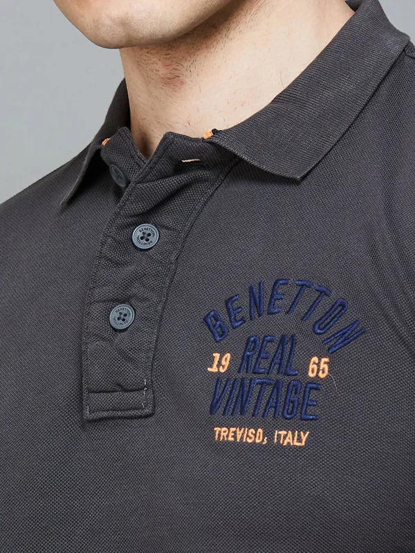 UCB dark grey plain polo t-shirt