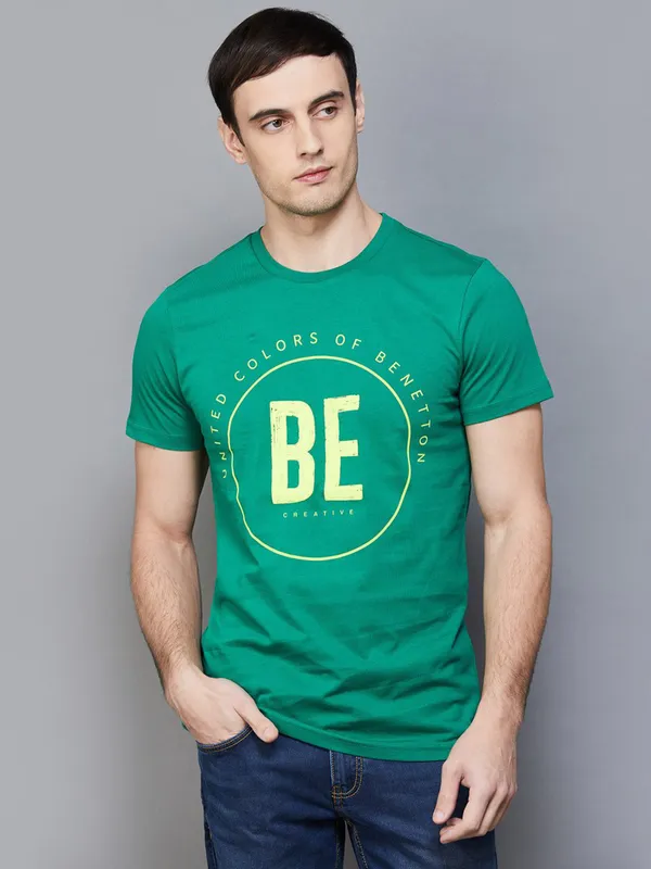 UCB green cotton printed t-shirt