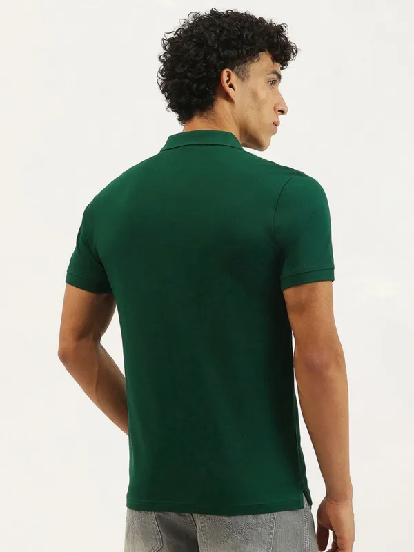 UCB green plain cotton polo t-shirt for men