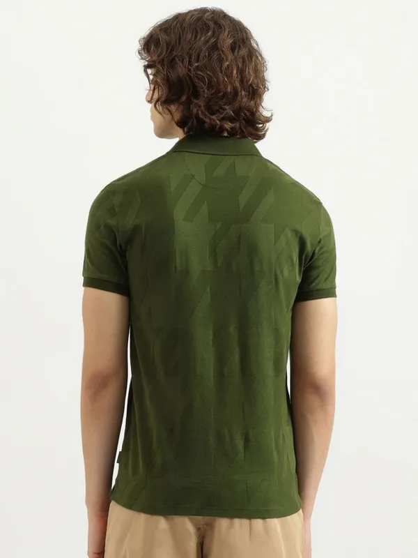 UCB green slim fit cotton polo t-shirt for men