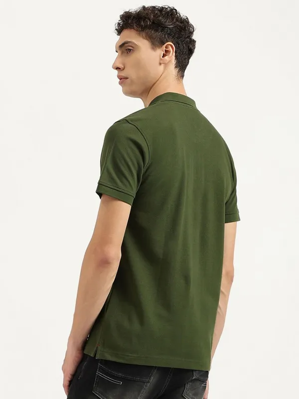 UCB green slim fit cotton t-shirt for men