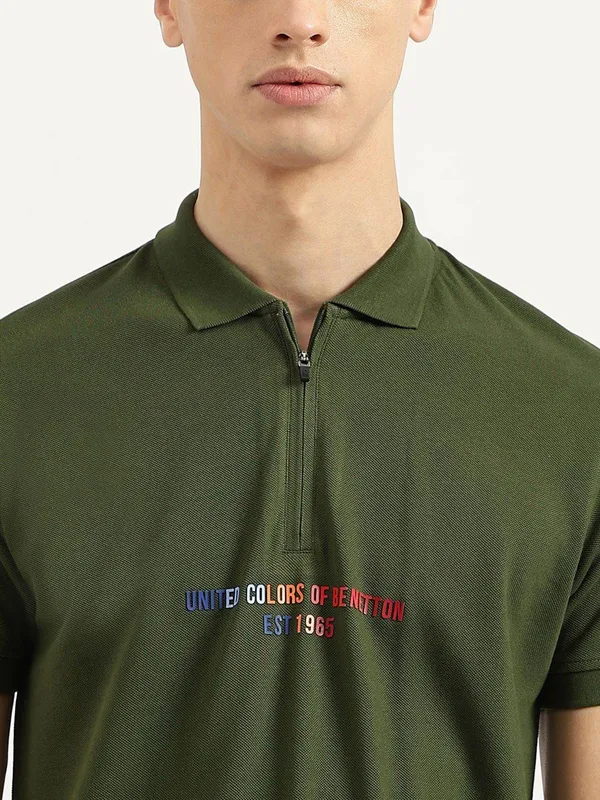 UCB green slim fit cotton t-shirt for men