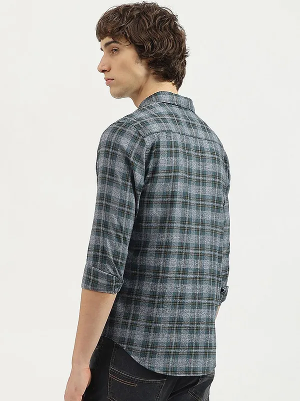 UCB grey and green cotton shirt for men