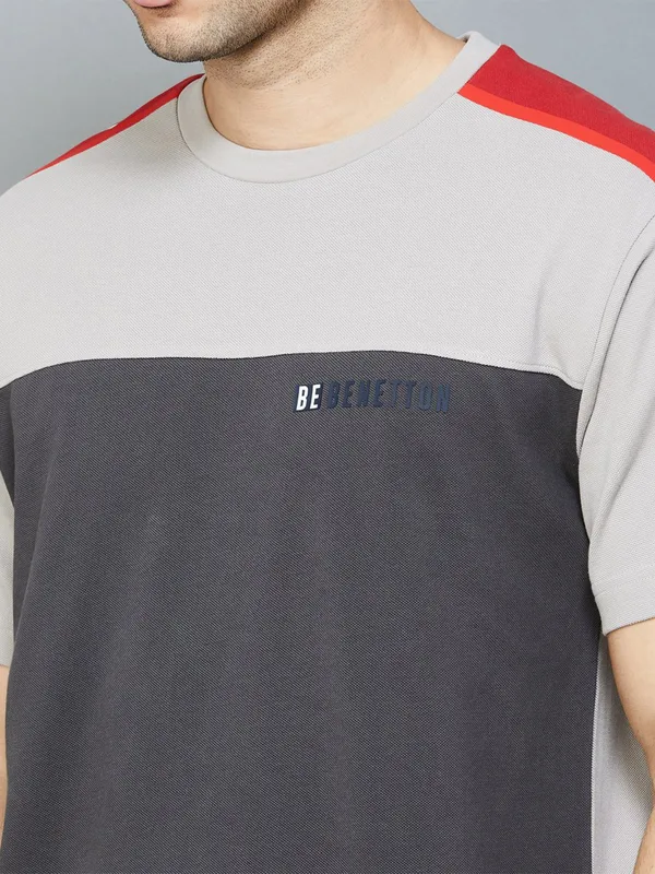 UCB grey color block cotton t-shirt