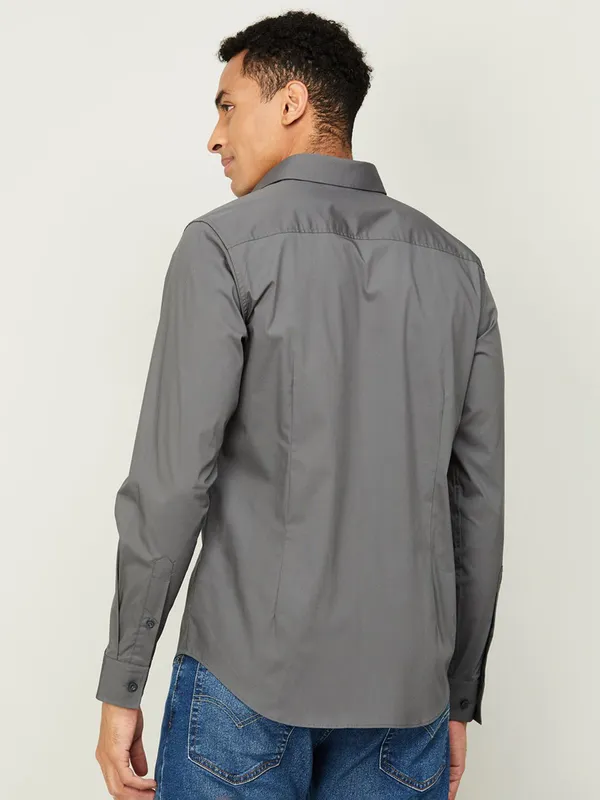 UCB grey cotton plain shirt
