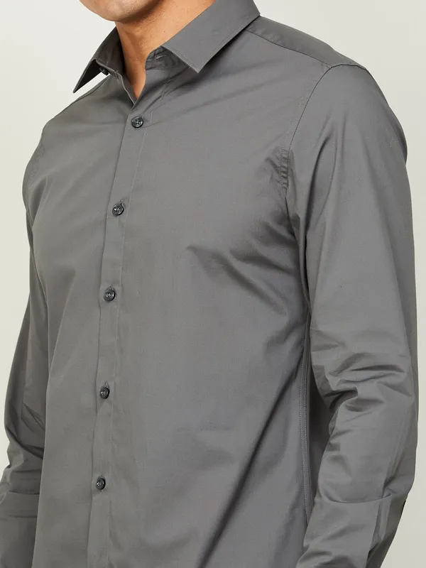 UCB grey cotton plain shirt