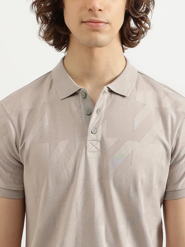UCB grey slim fit cotton t-shirt for men