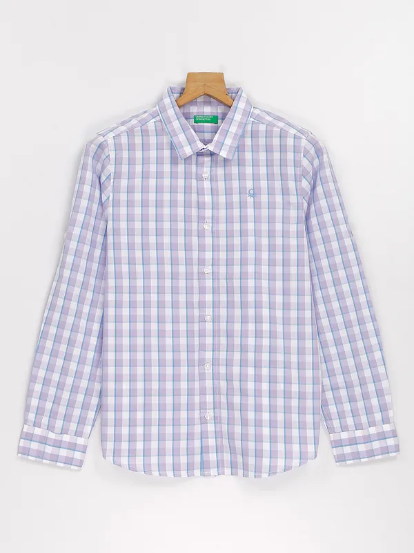 UCB lialc purple cotton checks shirt