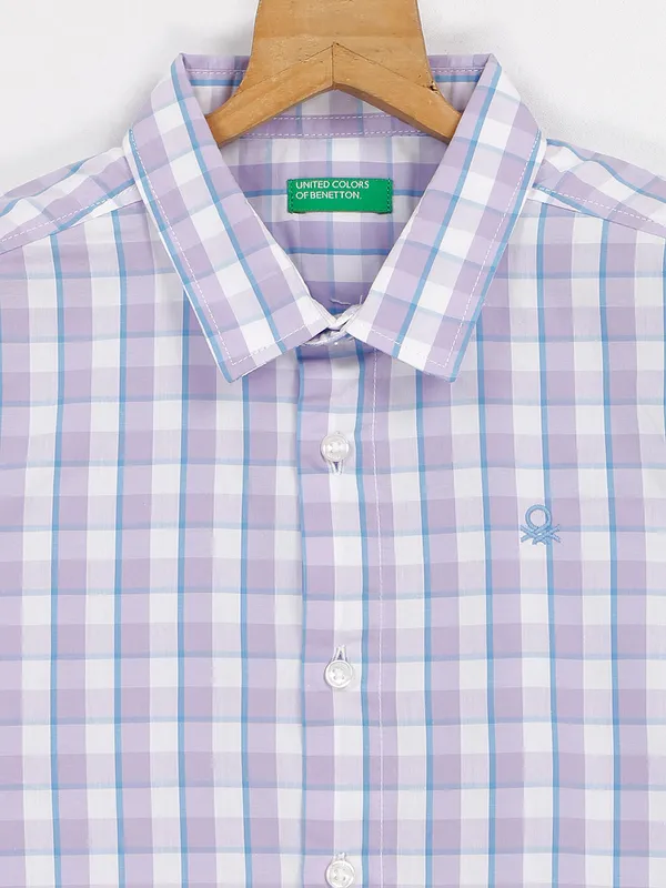 UCB lialc purple cotton checks shirt