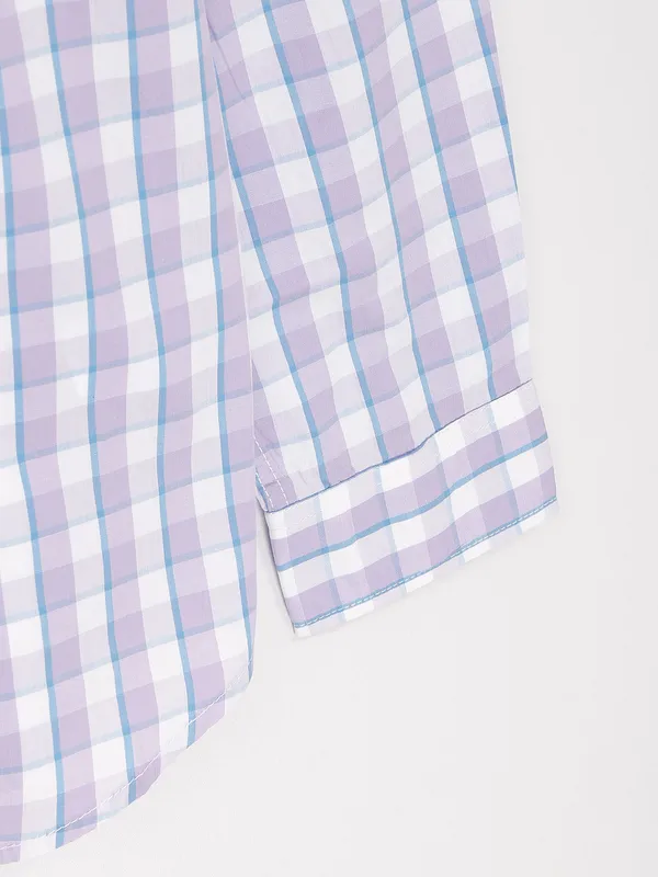 UCB lialc purple cotton checks shirt