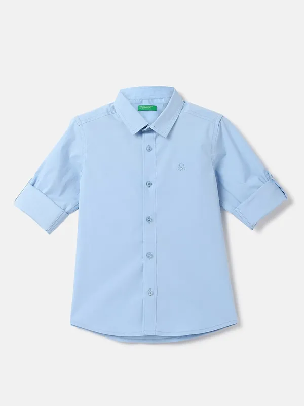 UCB light blue cotton plain shirt