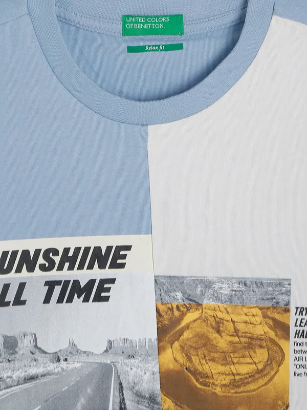 UCB light blue printed cotton t-shirt