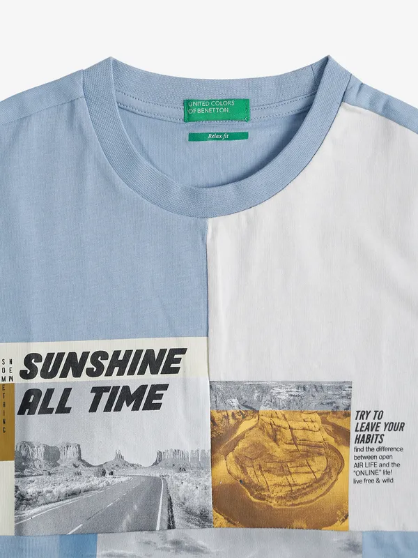 UCB light blue printed cotton t-shirt