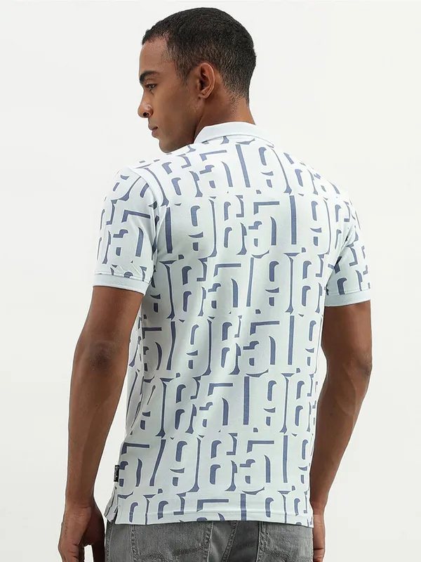 UCB light blue printed slim fit t shirt
