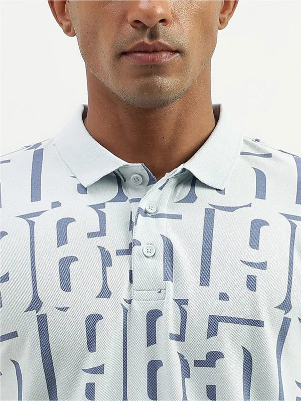 UCB light blue printed slim fit t shirt