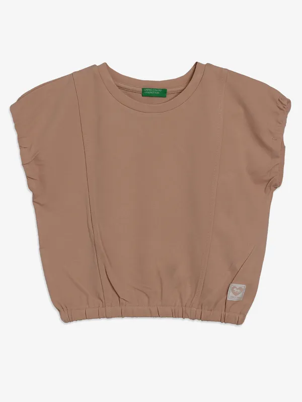 UCB light brown cotton plain crop top