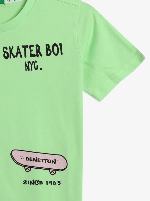 UCB light green printed cotton t-shirt