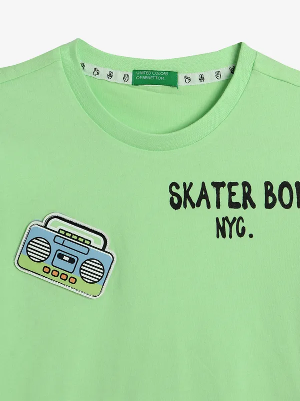 UCB light green printed cotton t-shirt
