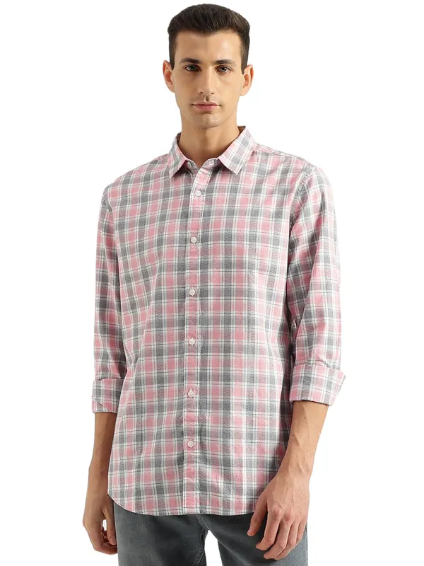 UCB light pink checks shirt