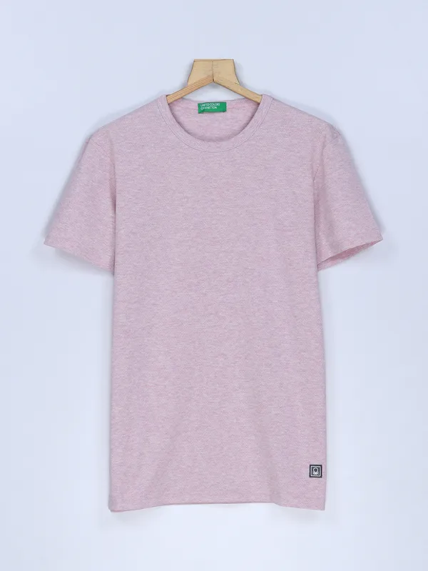 UCB light pink plain half sleeves t shirt