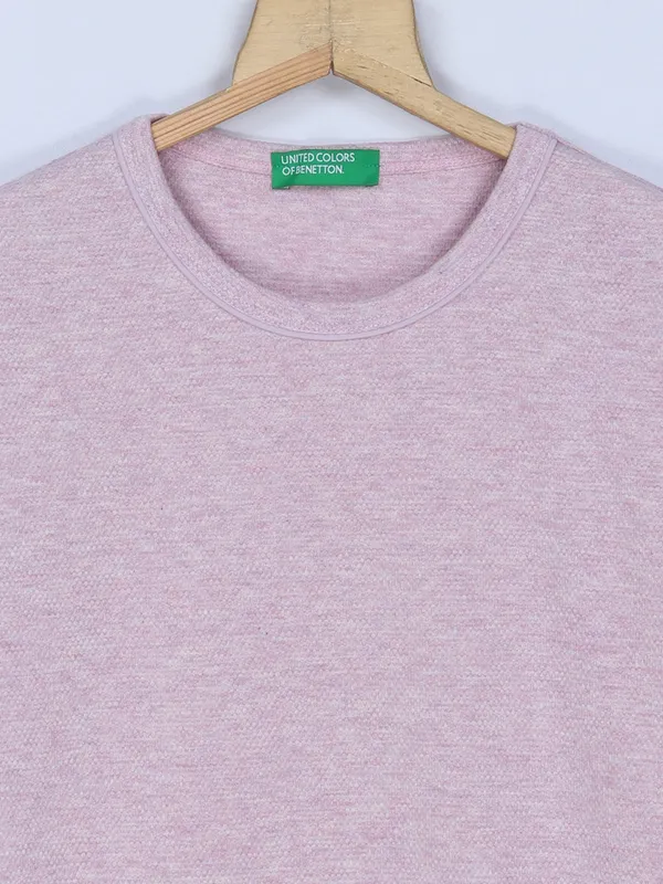 UCB light pink plain half sleeves t shirt