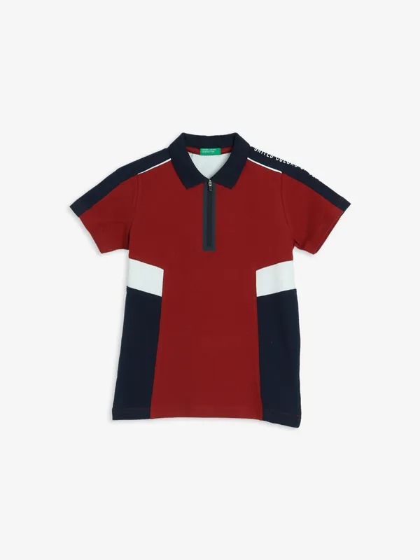 UCB maroon cotton polo t shirt