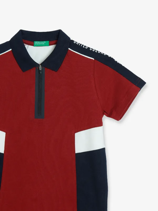 UCB maroon cotton polo t shirt