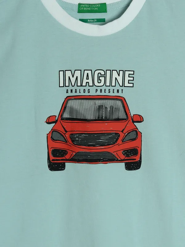 UCB mint green printed casual t-shirt