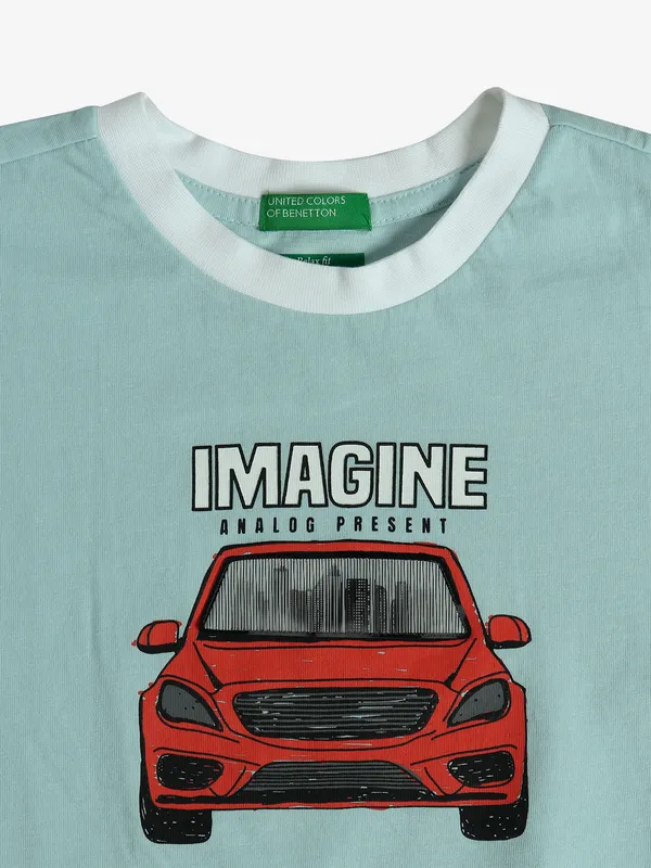 UCB mint green printed casual t-shirt