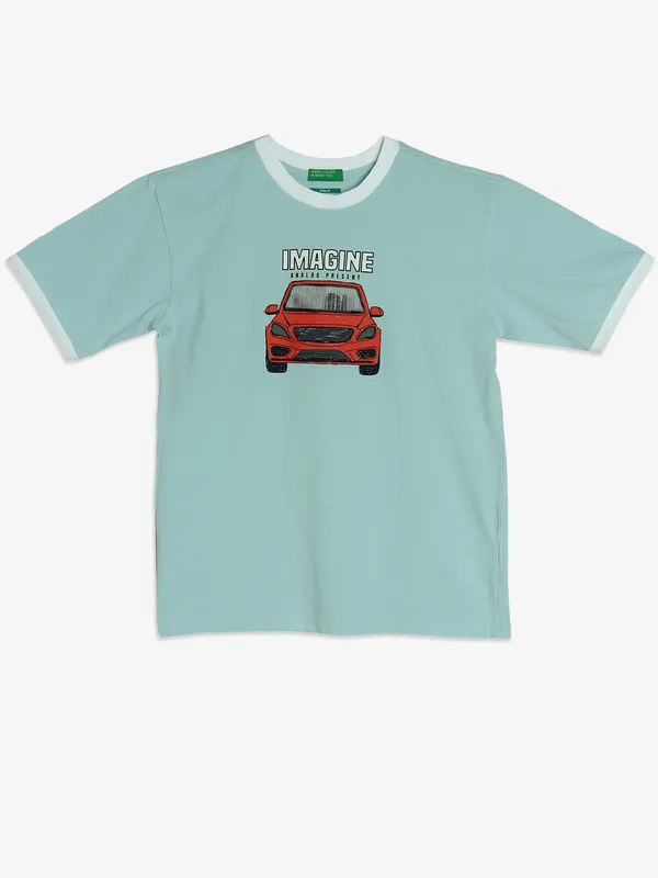 UCB mint green printed casual t-shirt