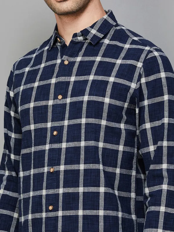 UCB navy checkered casual shirt
