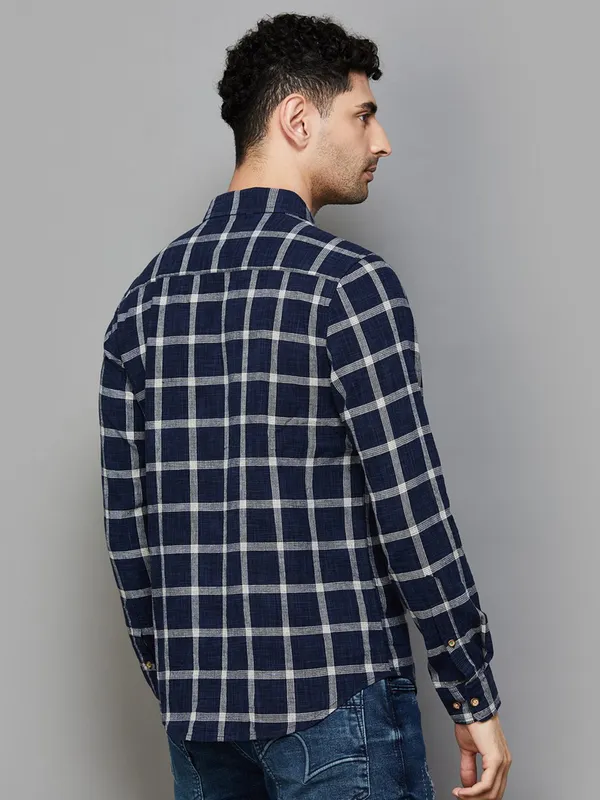 UCB navy checkered casual shirt