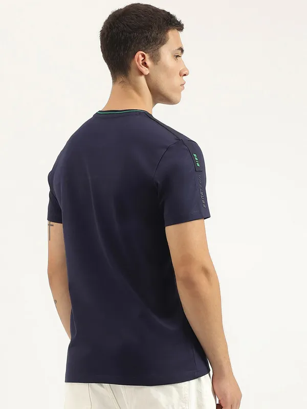 UCB navy color block casual cotton t-shirt