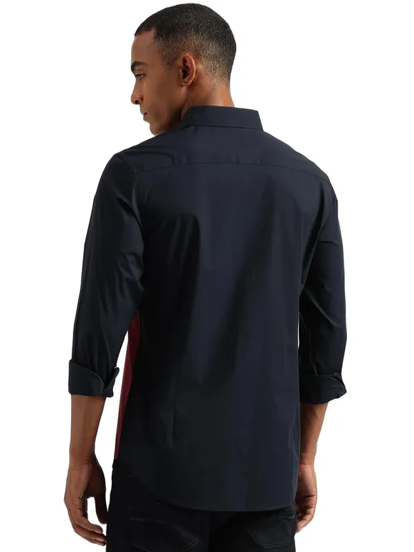 UCB navy color block cotton shirt