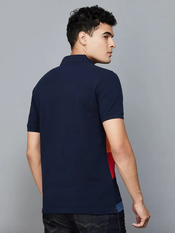 UCB navy color block cotton t-shirt