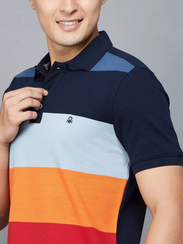 UCB navy color block cotton t-shirt